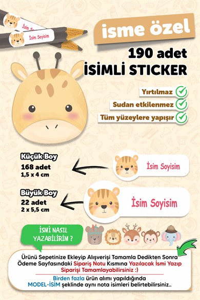 Okul Etiketi Kalem Defter Özel İsim Yazılabilen Etiket 190 Adet