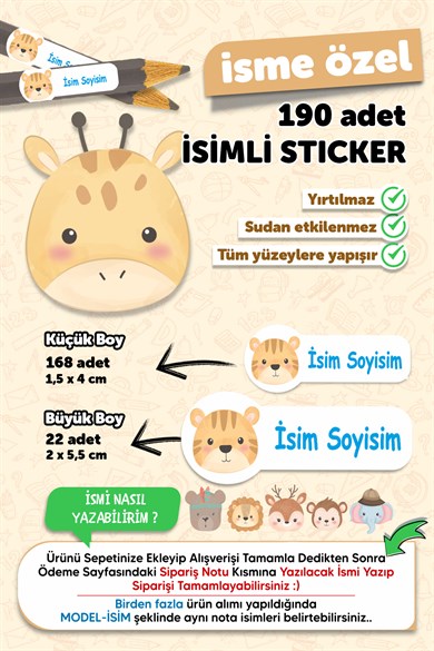 Okul Etiketi Kalem Defter Özel İsim Yazılabilen Etiket 190 Adet
