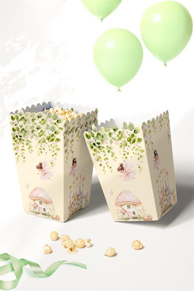 Orman Perileri ve Sevimli Evleri Temalı Doğum Günü Konsepti Süsleme Seti , Cupcake Süsü Flama Etiket