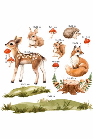 Ormanda Ceylan ve Arkadaşları Sticker Seti Çocuk Bebek Odası Stic