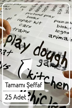 Oyuncak Kutusu İngilizce Etiket Stickerı-Organizer-Siyah