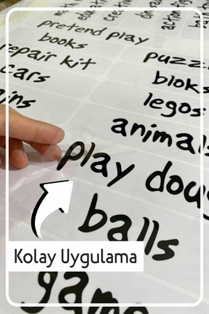 Oyuncak Kutusu İngilizce Etiket Stickerı-Organizer-Siyah