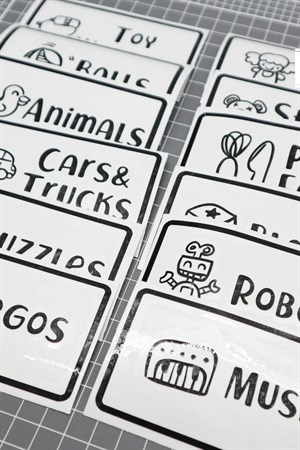 Oyuncak Kutusu Sticker-Organizer Etiket-Şeffaf Baskılı 28 adet