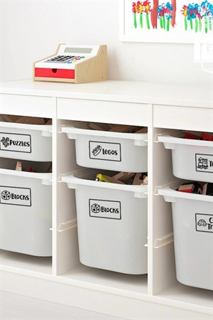 Oyuncak Kutusu Sticker-Organizer Etiket-Şeffaf Baskılı 28 adet