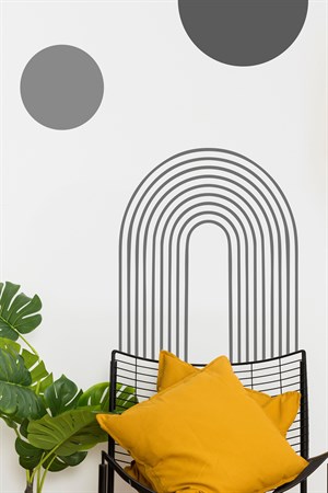 Özel Desen Gri Tonlarında Gökkuşağı ve Dailereler Duvar Sticker S