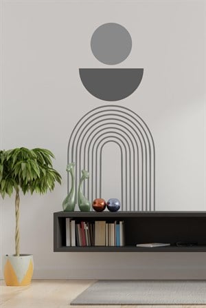Özel Desen Gri Tonlarında Gökkuşağı ve Dailereler Duvar Sticker S