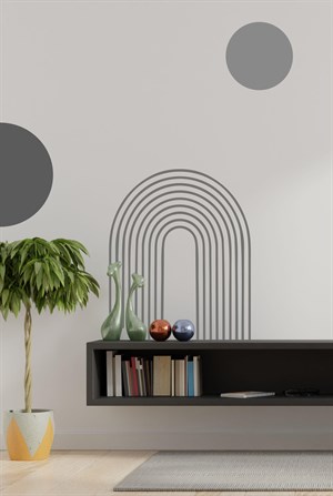 Özel Desen Gri Tonlarında Gökkuşağı ve Dailereler Duvar Sticker S