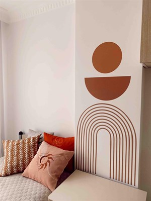 Özel Desen Kahve Tonlarında Gökkuşağı ve Dailereler Duvar Sticker