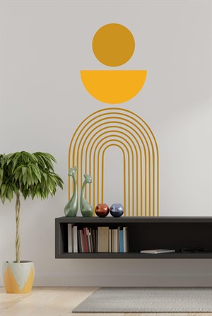 Özel Desen Sarı Tonlarda Gökkuşağı ve Dailereler Duvar Sticker Se