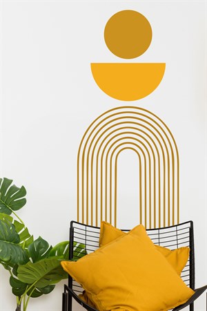 Özel Desen Sarı Tonlarda Gökkuşağı ve Dailereler Duvar Sticker Se