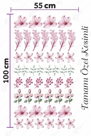 Özel Kesimli Soft Renkli Çiçekler Duvar Sticker
