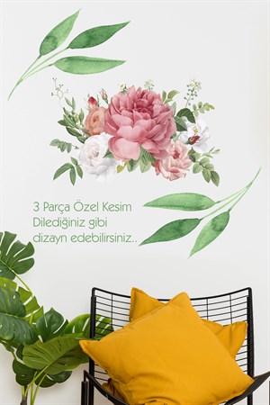 Pastel Renkli Çiçekler ve Yapraklar-Farklı Kullanıma Uygun(50x120