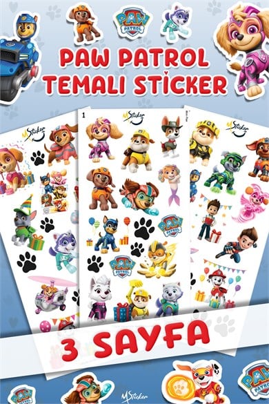 PawPetrol Sticker Seti - Kalem Suluk Defter Cam Masa Laptop Tablet Sticker Suya Dayanıklı, Mini Stic