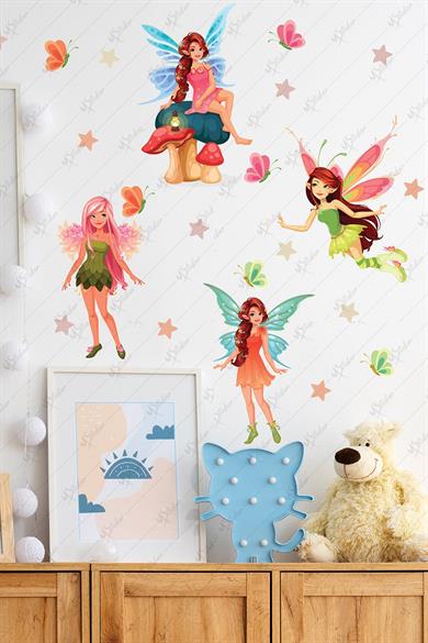 Periler ve Yıldızlar Kız Çocuk Odası Sticker Seti