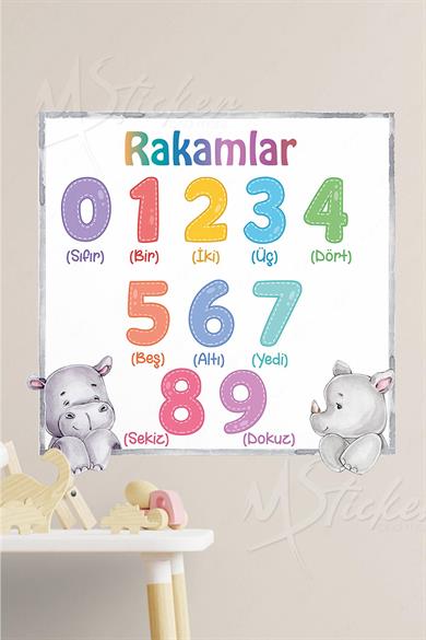Rakamlar Sticker Seti 30x30 cm Cam Duvar Sticker Seti