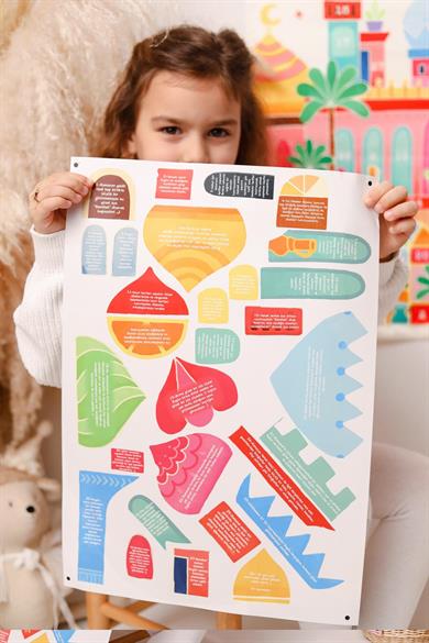 Ramazan Ayı 30 Günlük Etkinlik Panosu , Çocuklara Özel Duvara Asılan Kumaş Etkinlik Panosu Stickerlı