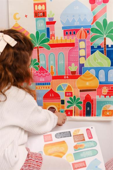 Ramazan Ayı 30 Günlük Etkinlik Panosu , Çocuklara Özel Duvara Asılan Kumaş Etkinlik Panosu Stickerlı