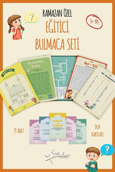 Ramazan Ayı Bulmaca Seti 16 Adet Dua Kartı, 5 Farklı Eğitici Bulmaca, Yaz Sil Tahta Kalemi Hediyeli