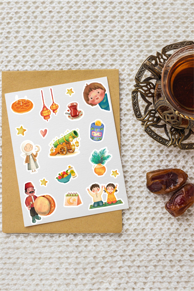 Ramazan Ayı Temalı Mini Sticker Seti, Defter Ajanda Suluk üzeri Sticker, 