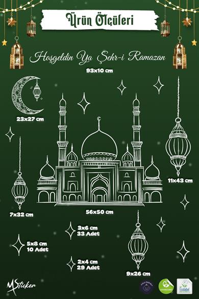 Ramazan Cam Sticker – Çift Taraflı Büyük Vitrin & Ev Süsü | Hoşgeldin Ya Şehr-i Ramazan Cam Yazısı