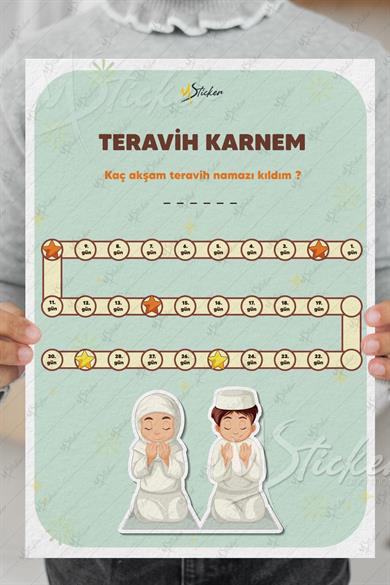 Ramazan-ı Şerif Oruç ve Teravih Karnesi İkili Set 60 Adet Takip Yıldızı İle Birlikte