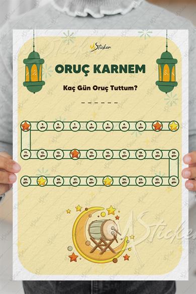 Ramazan-ı Şerif Oruç ve Teravih Karnesi İkili Set 60 Adet Takip Yıldızı İle Birlikte