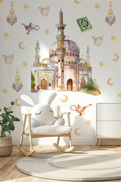 Ramazan-ı Şerif Sticker Seti Cami ve Ramazan Figürleri Sticker, Çocuklar İçin Ramazan Seti
