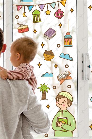 Ramazan Ayı Figürleri Sticker Seti Çocuk Bebek Odası Ramazan-ı Şerif Eğitici Stickerları
