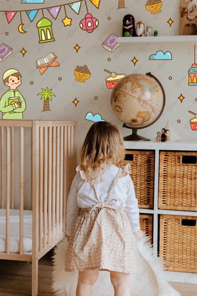 Ramazan Ayı Figürleri Sticker Seti Çocuk Bebek Odası Ramazan-ı Şerif Eğitici Stickerları