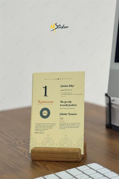 Ramazan Takvimi - Ramazan Ayı Dualı - Günün Önemi İçerikli Ahşap Tutuculu Takvim , Ramazan Seti