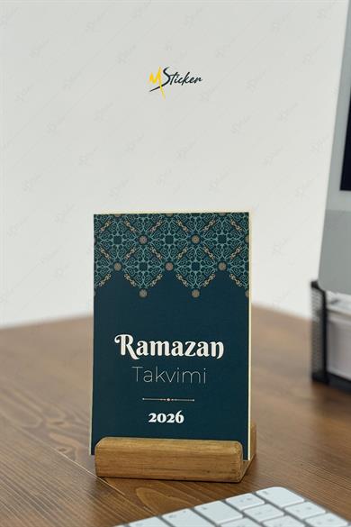 Ramazan Takvimi - Ramazan Ayı Dualı - Günün Önemi İçerikli Ahşap Tutuculu Takvim , Ramazan Seti