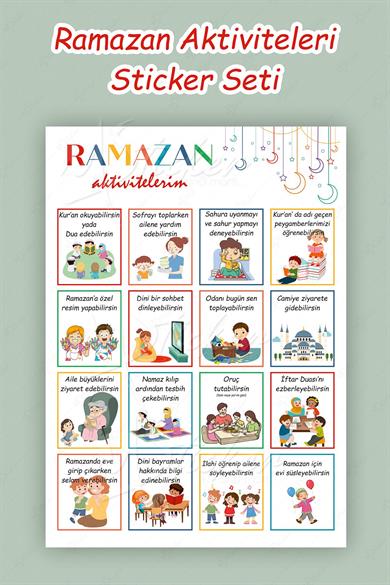 Ramazana Özel Etkinlik Panosu, Sticker Pano ve Yıldızlardan Oluşan Çocuklar İçin Ramazan Etkinlikler