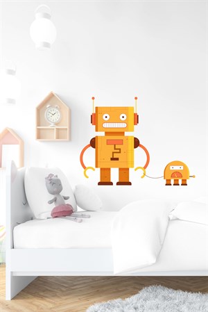 Robot Adam ve Köpeği Sticker-Çocuk Bebek Odası Sticker