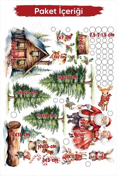 Santa & Kış Masalı Çift Taraflı Cam Sticker Seti – Büyük Boy Figürlü Yılbaşı Dekoru