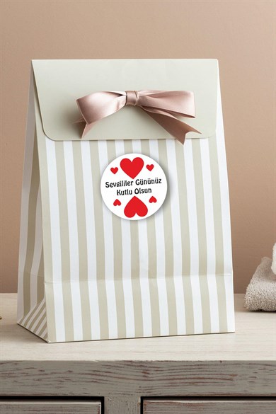 Sevgililer Günü 3 5x5 Cm 100 Adet Yuvarlak Özel Kesimli Sticker Etiket