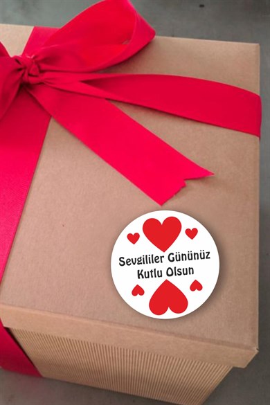 Sevgililer Günü 3 5x5 Cm 100 Adet Yuvarlak Özel Kesimli Sticker Etiket