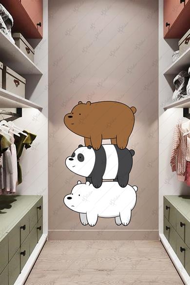 Sevimli Ayıcıklar Çocuk Bebek Odası Sticker Seti -3lü Sevimli Ayılar Sticker Seti