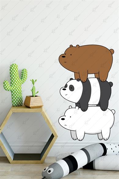 Sevimli Ayıcıklar Çocuk Bebek Odası Sticker Seti -3lü Sevimli Ayılar Sticker Seti