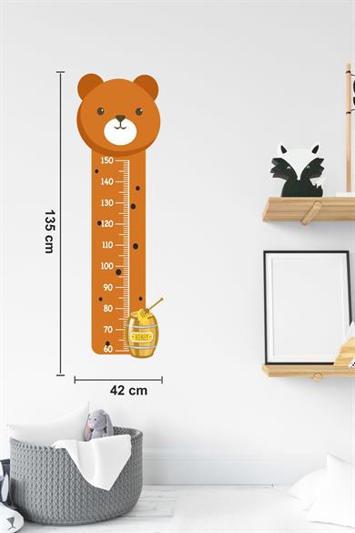 Sevimli Ayıcıklı Çocuk Bebek Odası Boy Cetveli Sticker(42x135cm)