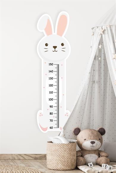 Sevimli Beyaz Tavşan Çocuk Bebek Odası Boy Cetveli Sticker(47x163cm)