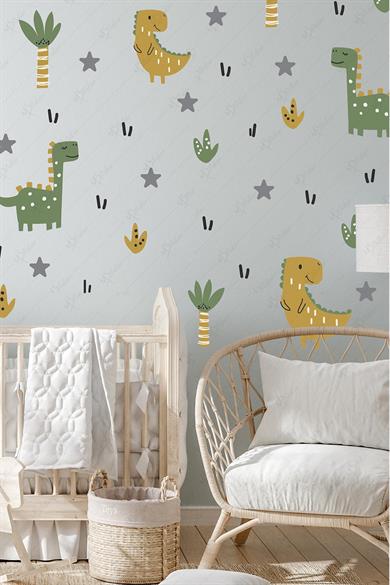 Sevimli Dinazorlar Çocuk Bebek Odası Sticker Seti
