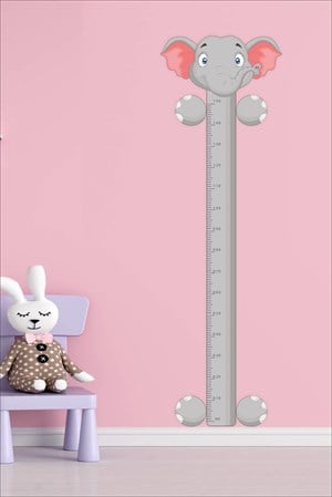 Sevimli Fil Figürlü Boy Cetvel Sticker -Çocuk Bebek Odası Sticker