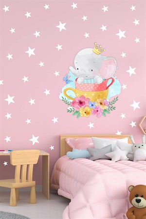 Sevimli Fil ve Yıldızlar Çocuk Odası Sticker