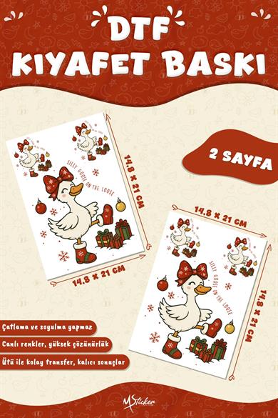 Sevimli Ördek Yılbaşı Kumaş Baskı Yapılabilen Özel Tasarım Ütü Ile Yapışan Tekstil Dtf Baskı Görseli
