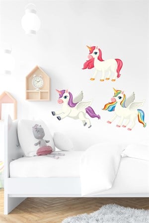 Sevimli Pony 3lü Sticker Seti-Çocuk Bebek Odası Sticker