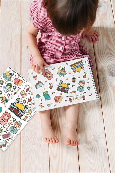 Sevimli Ramazan Figürleri Çocuk Bebek Odası Duvar Cam Dolap Kitap Mini Sticker Seti 123 Parça