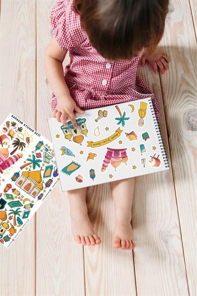 Sevimli Ramazan Figürleri Çocuk Bebek Odası Duvar Cam Dolap Kitap Mini Sticker Seti 123 Parça