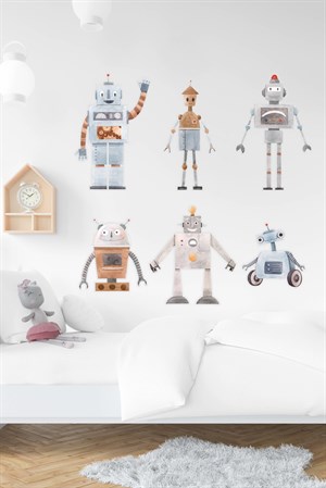 Sevimli Robot Adamlar Sticker Seti Çocuk Bebek Odası Sticker