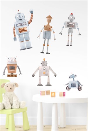 Sevimli Robot Adamlar Sticker Seti Çocuk Bebek Odası Sticker