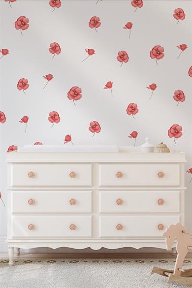 Soft Fuşya Renkli Çiçeklerden Oluşan Sticker Seti 48 Parça Özel Kesimli Mat Yüzeyli Sticker